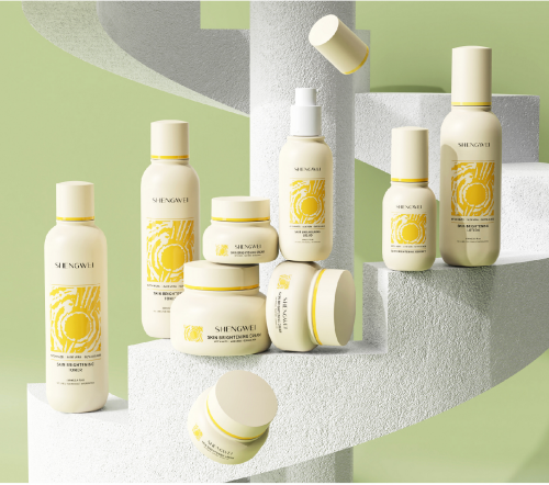Alternative view of face care skincare cosmetic containers and packaging glass bottle and jars sets