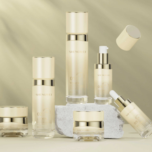 Custom color cosmetic luxury skincare beauty packaging set round cream glass jar131 - Image 5