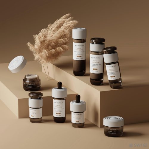 New Arrival: Minimalist Luxury Amber Glass Skincare Packaging Collection of Dropper Serum Bottles & Matte Lid Cream Jars